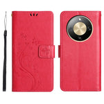 For Honor X70 5G  /  X9d 5G  /  Magic8 Lite 5G Leather Wallet Case Butterfly Flower Imprinted Phone Cover with Strap