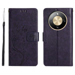 For Honor X70 5G  /  X9d 5G  /  Magic8 Lite 5G Leather Wallet Case Butterfly Flower Imprinted Phone Cover with Strap