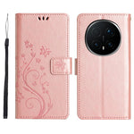 For Honor Magic8 Pro 5G Leather Wallet Case Butterfly Flower Imprinted Phone Cover with Strap