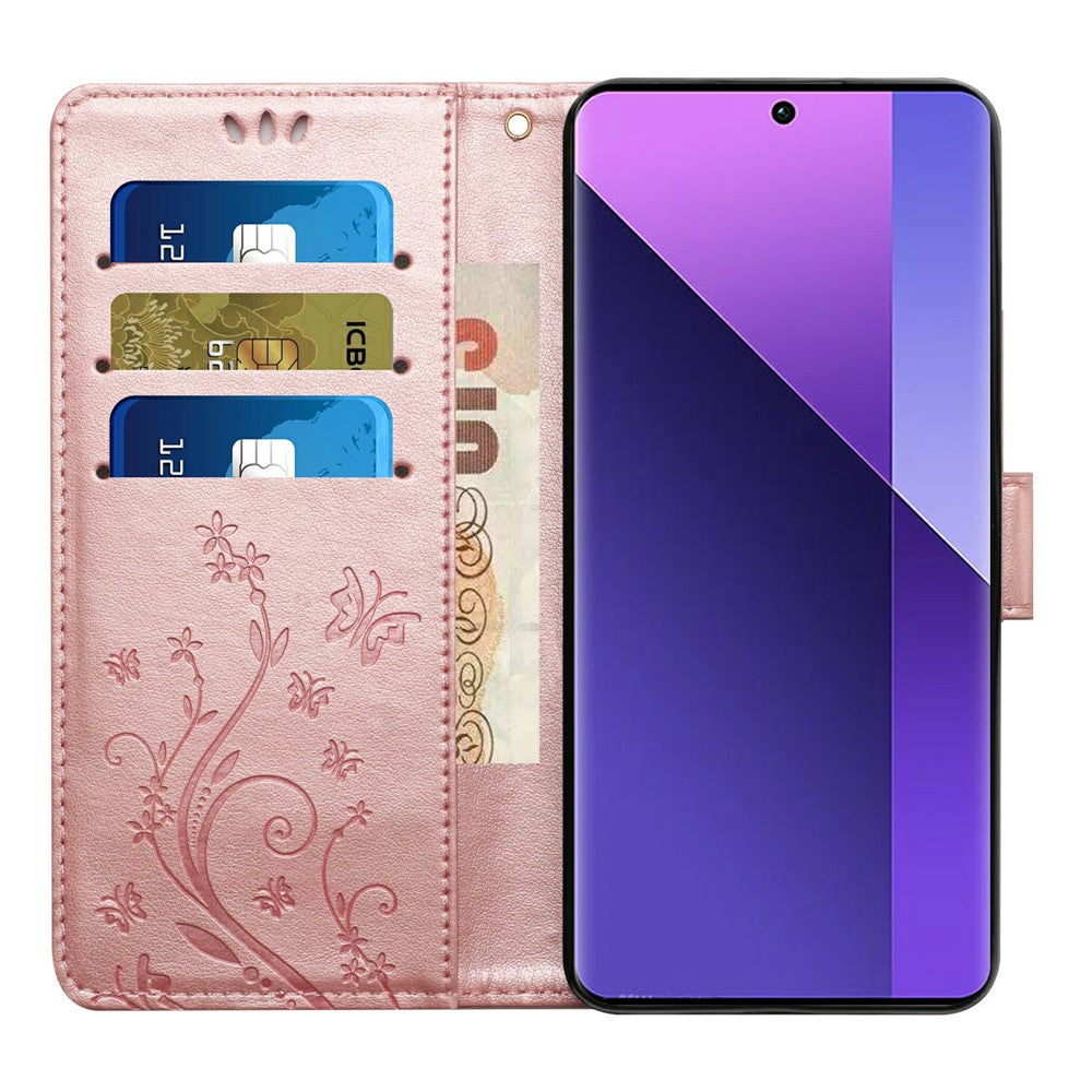 For Honor Magic8 Pro 5G Leather Wallet Case Butterfly Flower Imprinted Phone Cover with Strap