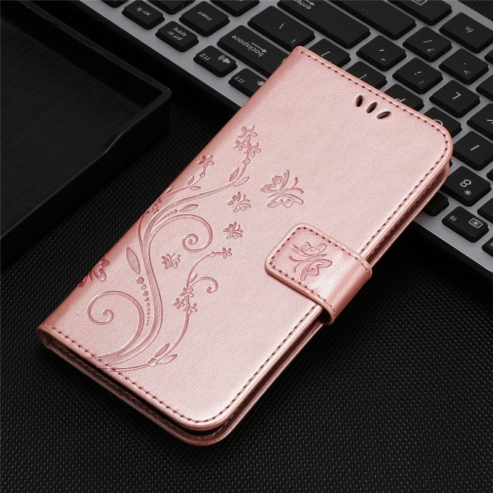 For Honor Magic8 Pro 5G Leather Wallet Case Butterfly Flower Imprinted Phone Cover with Strap
