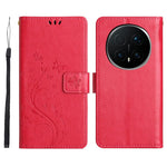 For Honor Magic8 Pro 5G Leather Wallet Case Butterfly Flower Imprinted Phone Cover with Strap