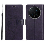For Honor Magic8 Pro 5G Leather Wallet Case Butterfly Flower Imprinted Phone Cover with Strap