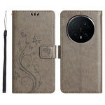 For Honor Magic8 Pro 5G Leather Wallet Case Butterfly Flower Imprinted Phone Cover with Strap