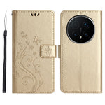For Honor Magic8 Pro 5G Leather Wallet Case Butterfly Flower Imprinted Phone Cover with Strap