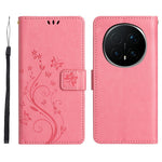 For Honor Magic8 Pro 5G Leather Wallet Case Butterfly Flower Imprinted Phone Cover with Strap