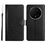 For Honor Magic8 Pro 5G Leather Wallet Case Butterfly Flower Imprinted Phone Cover with Strap