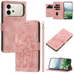 For Honor 600 5G Case Tulip Leather Phone Cover with 5 Card Slots Wallet