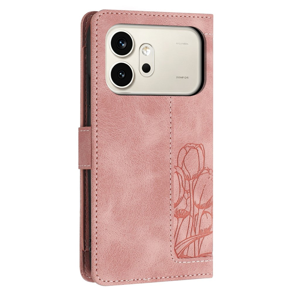 For Honor 600 5G Case Tulip Leather Phone Cover with 5 Card Slots Wallet