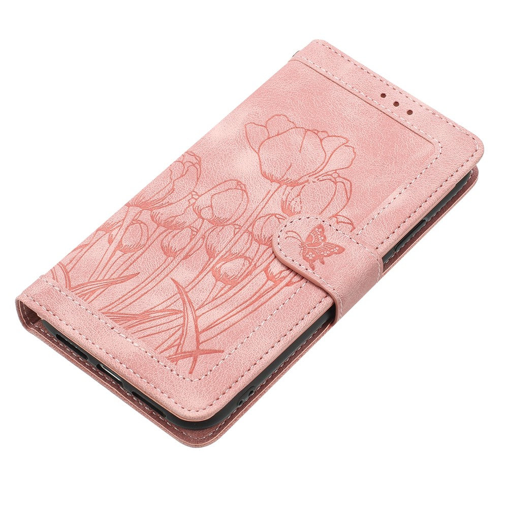 For Honor 600 5G Case Tulip Leather Phone Cover with 5 Card Slots Wallet