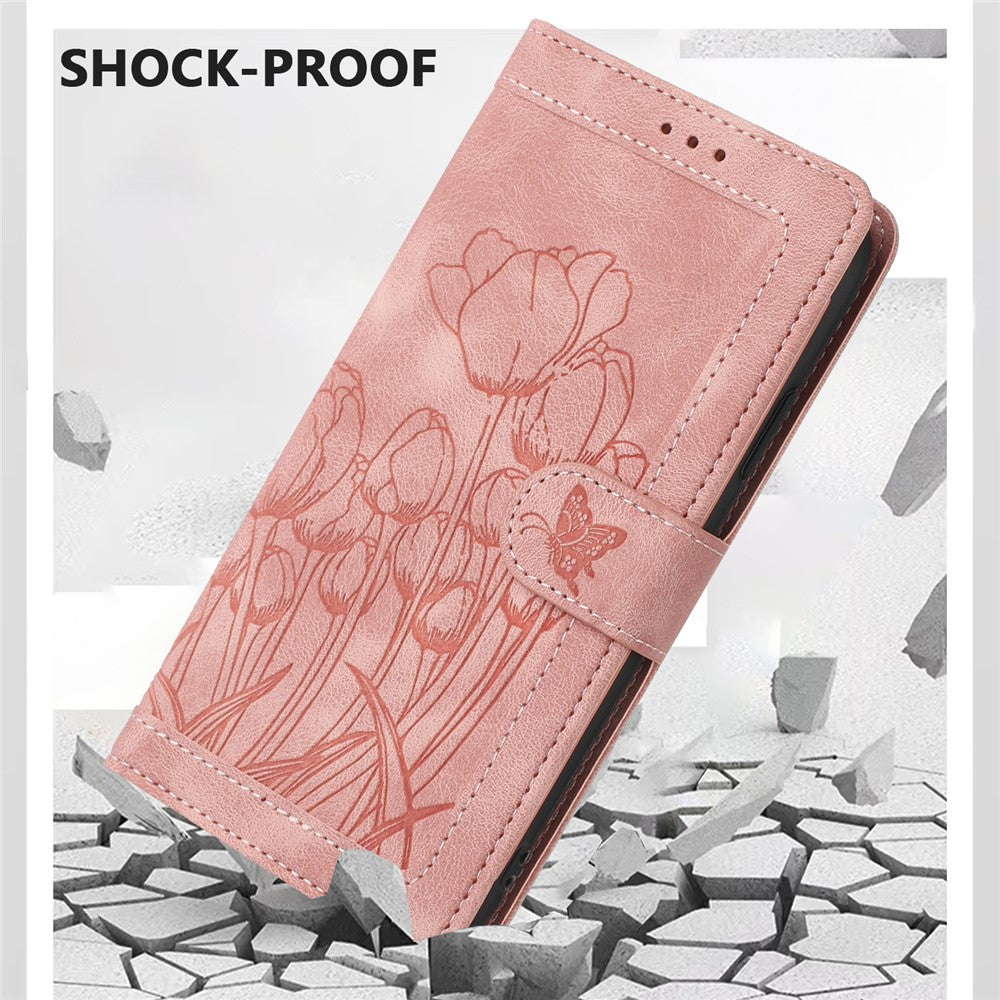 For Honor 600 5G Case Tulip Leather Phone Cover with 5 Card Slots Wallet