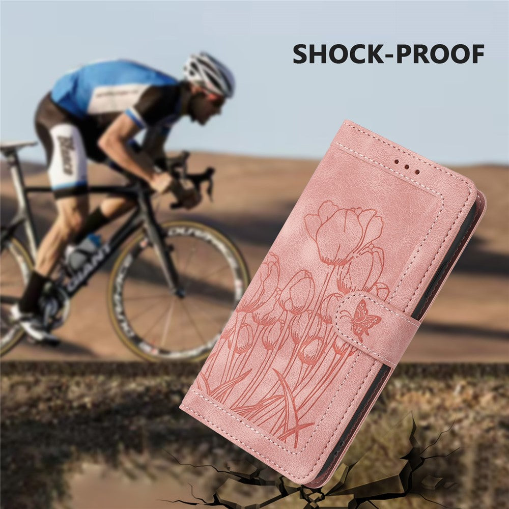 For Honor 600 5G Case Tulip Leather Phone Cover with 5 Card Slots Wallet