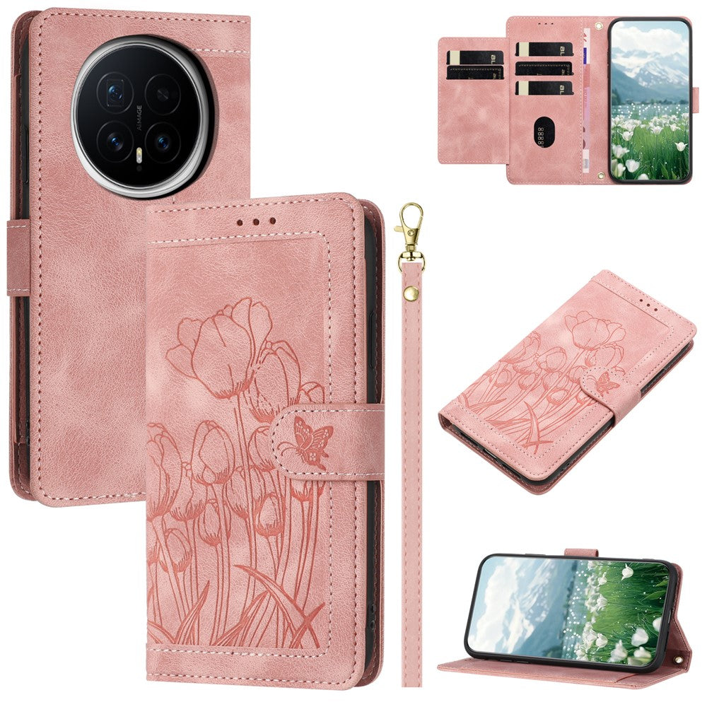 For Honor Magic8 Pro 5G Case Tulip Leather Phone Cover with 5 Card Slots Wallet