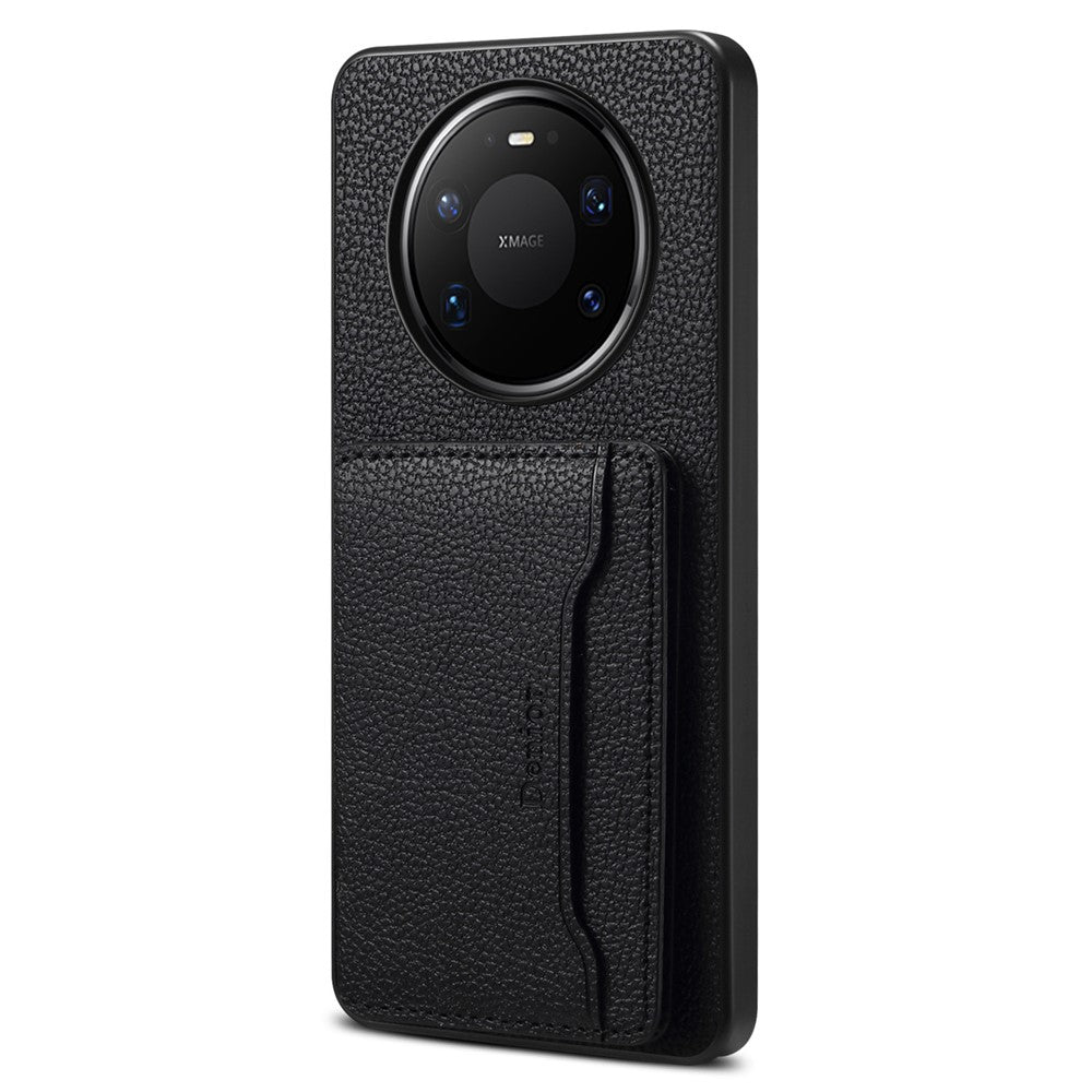 DENIOR D30 For Huawei Mate 80 / Mate 80 Pro Magnetic Case Detachable Card Holder Kickstand Litchi Texture Leather Back Phone Cover