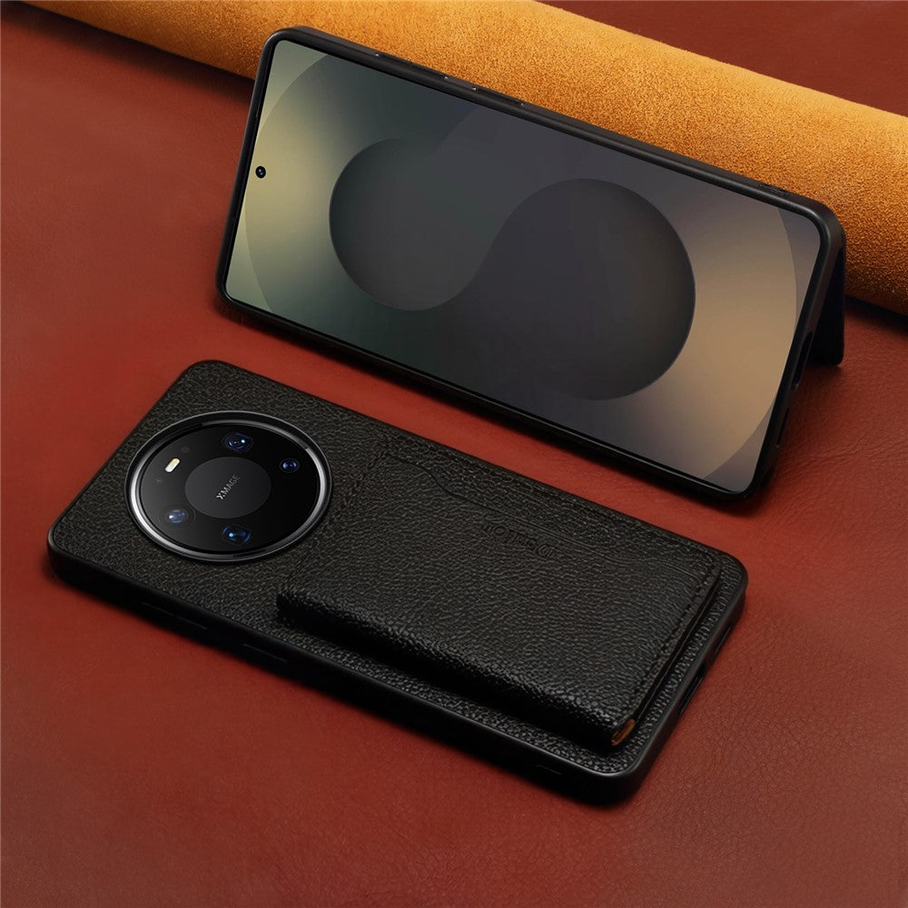 DENIOR D30 For Huawei Mate 80 / Mate 80 Pro Magnetic Case Detachable Card Holder Kickstand Litchi Texture Leather Back Phone Cover
