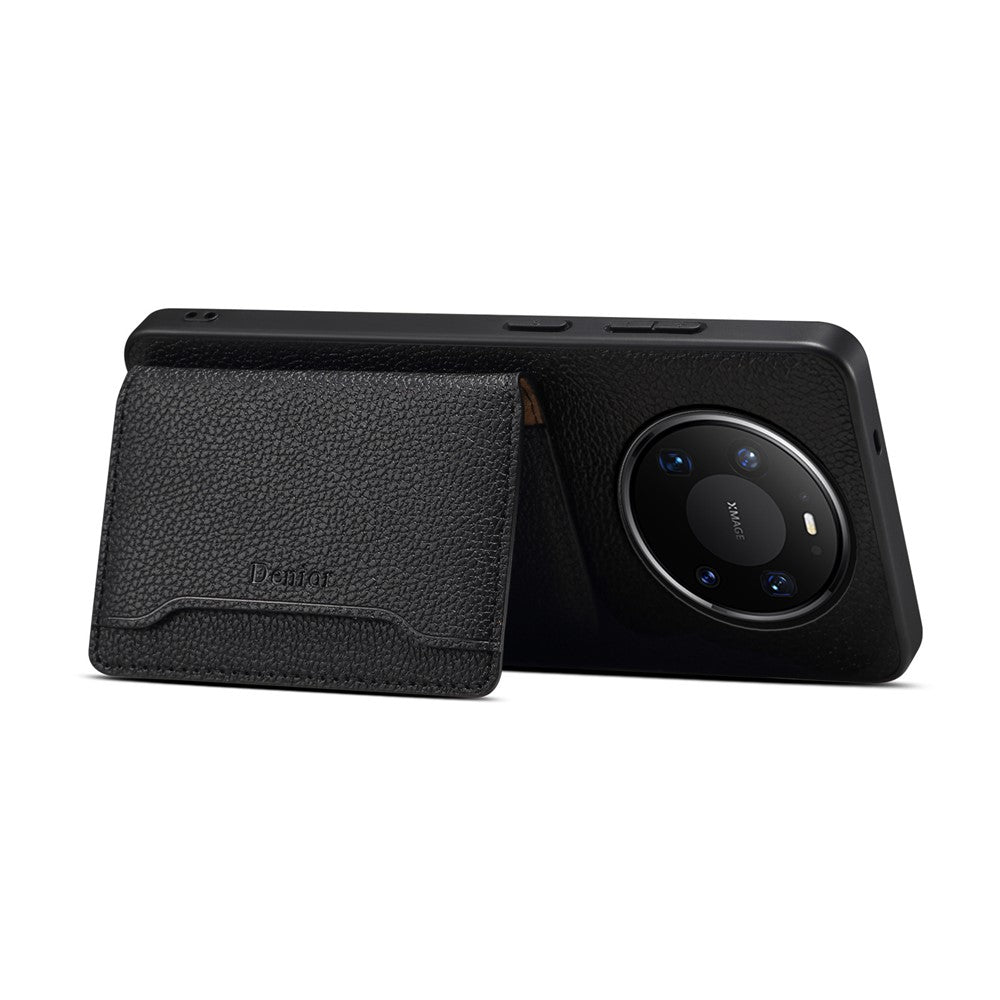 DENIOR D30 For Huawei Mate 80 / Mate 80 Pro Magnetic Case Detachable Card Holder Kickstand Litchi Texture Leather Back Phone Cover