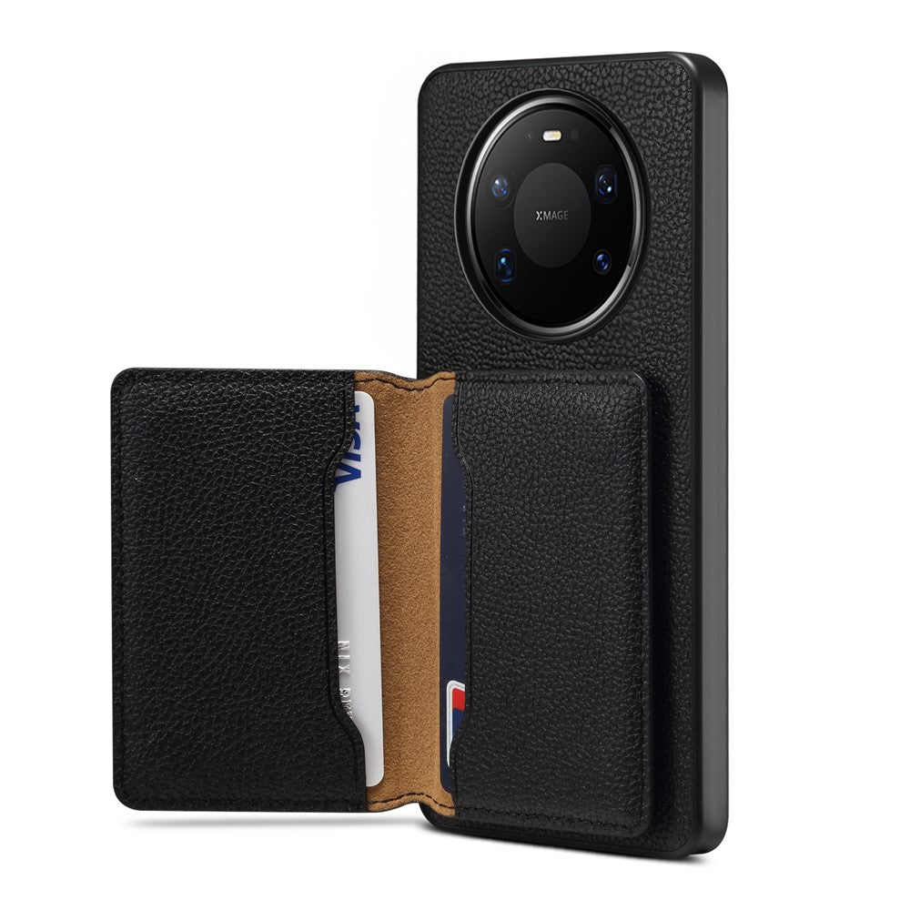 DENIOR D30 For Huawei Mate 80 / Mate 80 Pro Magnetic Case Detachable Card Holder Kickstand Litchi Texture Leather Back Phone Cover