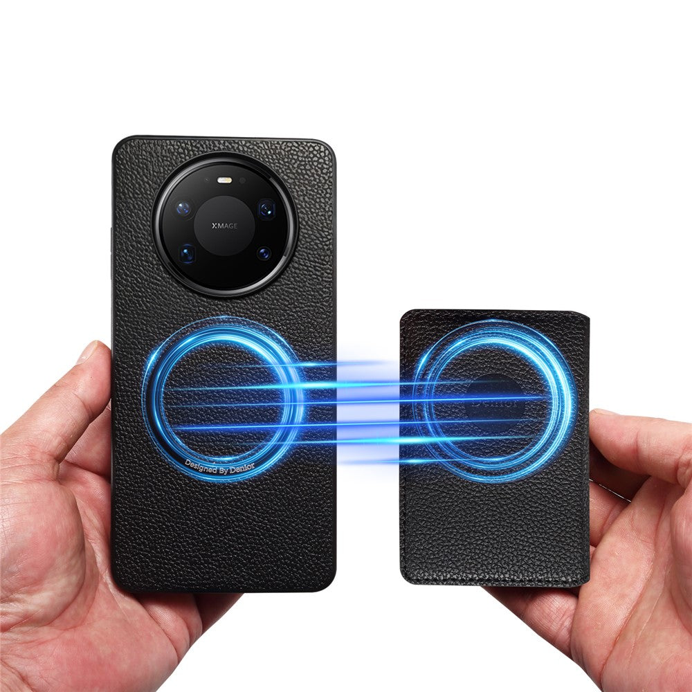 DENIOR D30 For Huawei Mate 80 / Mate 80 Pro Magnetic Case Detachable Card Holder Kickstand Litchi Texture Leather Back Phone Cover