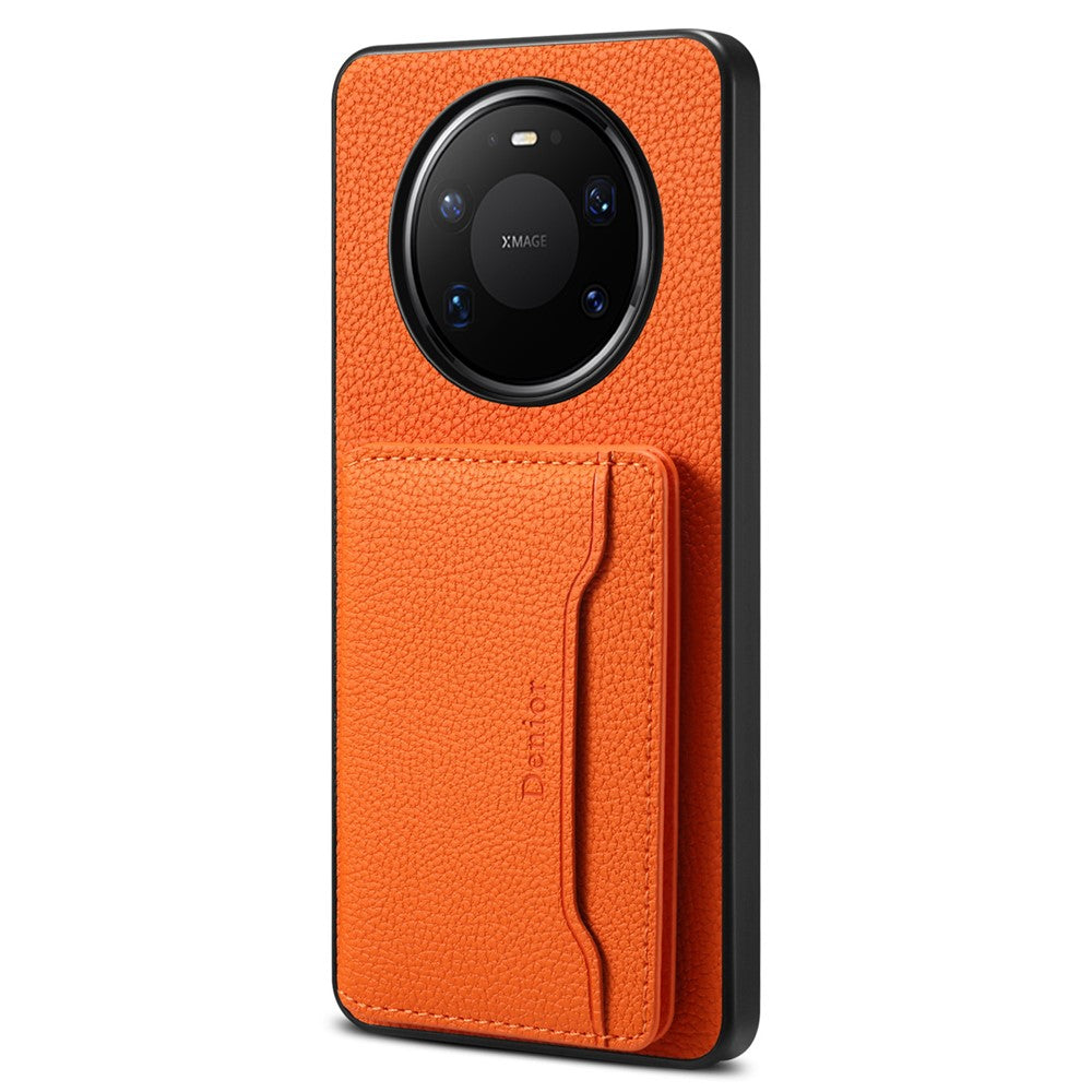 DENIOR D30 For Huawei Mate 80 / Mate 80 Pro Magnetic Case Detachable Card Holder Kickstand Litchi Texture Leather Back Phone Cover