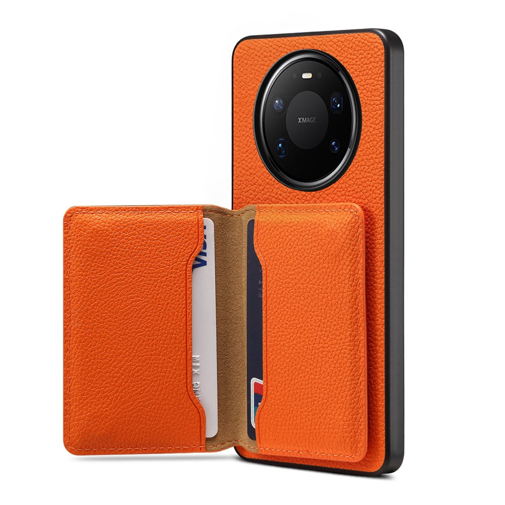 DENIOR D30 For Huawei Mate 80 Pro Max Magnetic Case Detachable Card Holder Kickstand Litchi Texture Leather Back Phone Cover