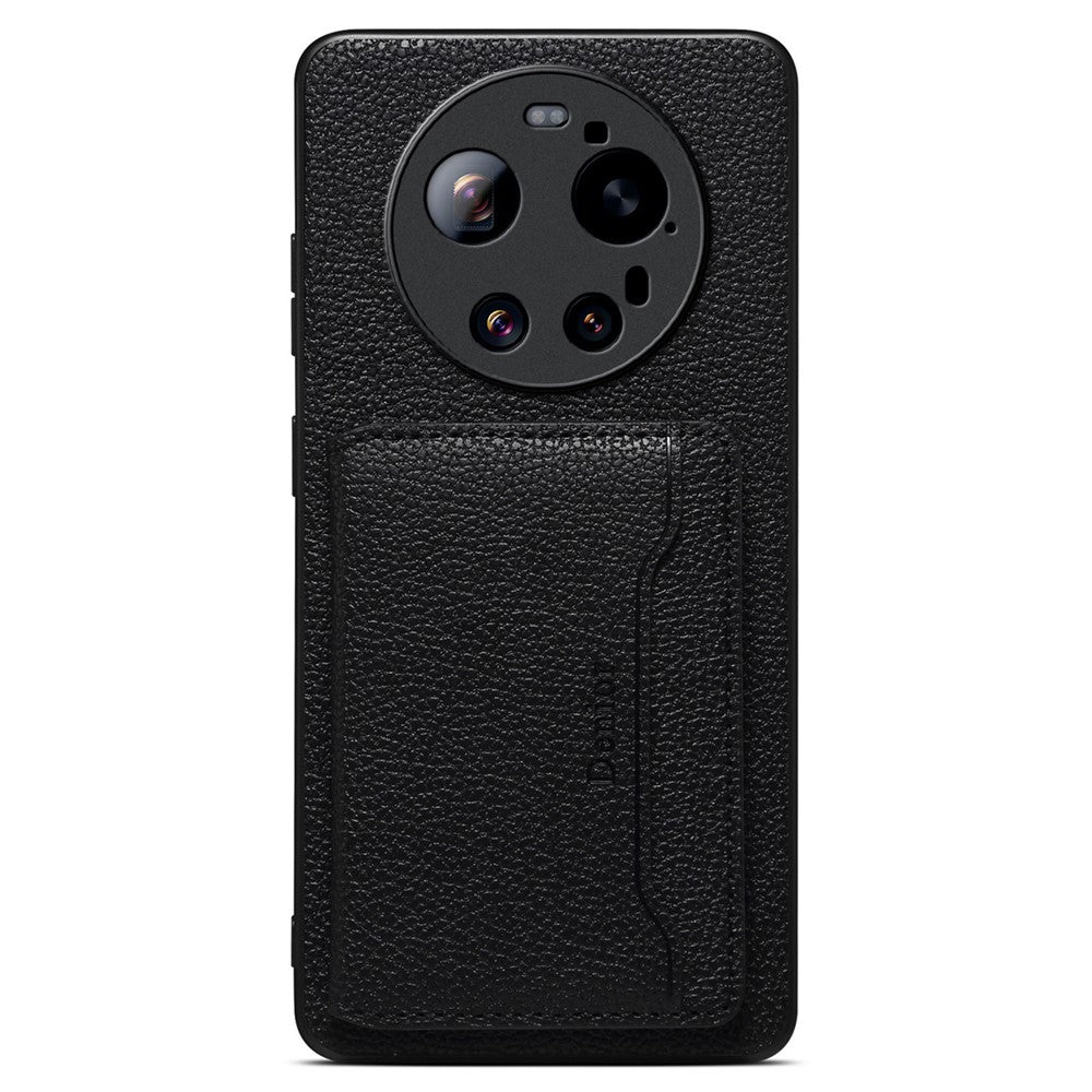 DENIOR D30 magnetisk cover til Xiaomi 17 Ultra 5G med aftagelig kortholder, støttefunktion og bagside i litchitekstureret læder