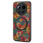 Xiaomi 17 Ultra 5G Magnetiskt Skal Blommönster PU-läder TPU mobilskal med Avtagbar Korthållare