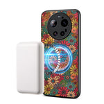 Xiaomi 17 Ultra 5G Magnetiskt Skal Blommönster PU-läder TPU mobilskal med Avtagbar Korthållare