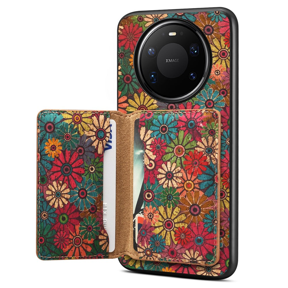 For Huawei Mate 80 Pro Max Magnetic Case Floral Pattern PU Leather TPU Phone Cover with Detachable Card Holder