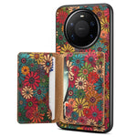 For Huawei Mate 80 Pro Max Magnetic Case Floral Pattern PU Leather TPU Phone Cover with Detachable Card Holder
