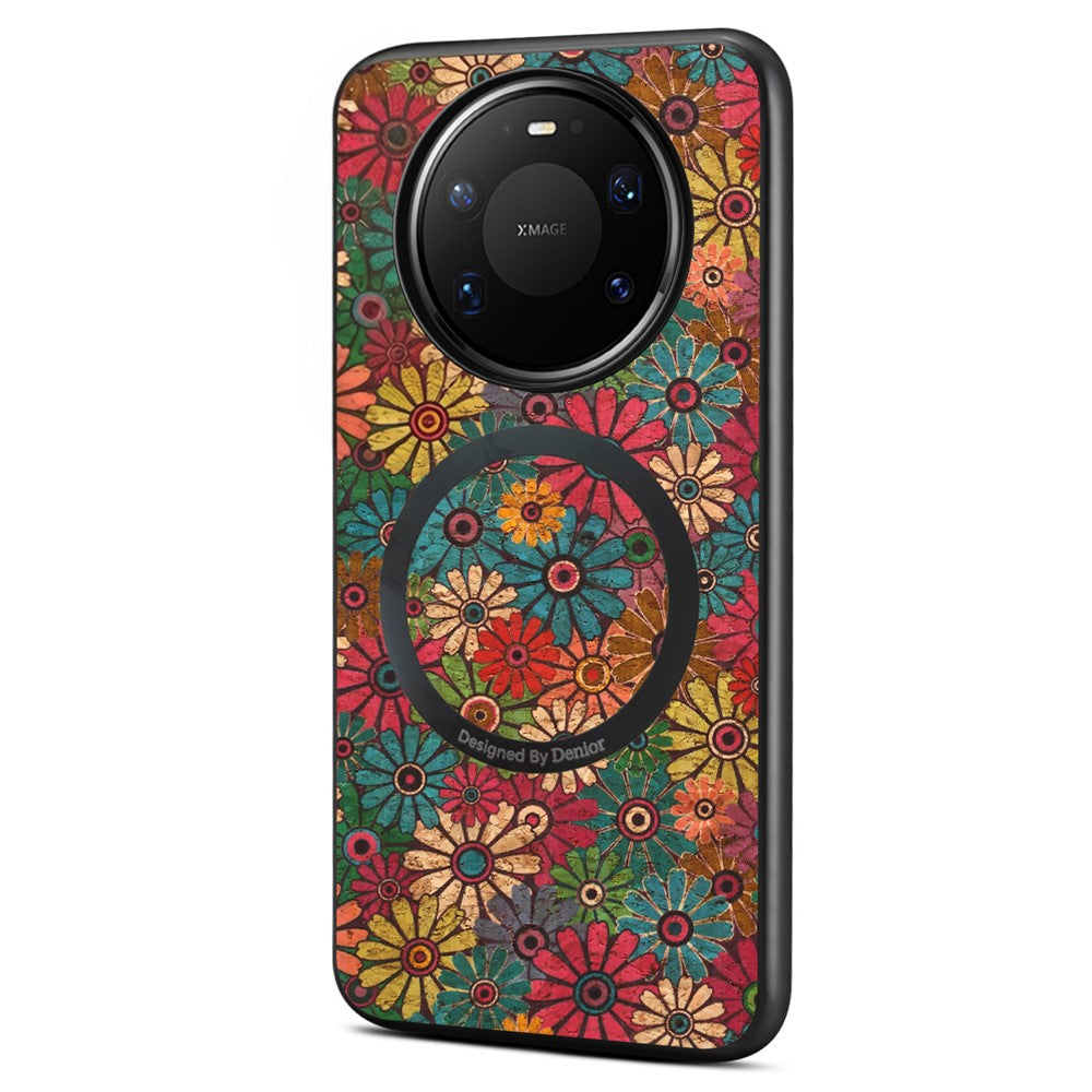 For Huawei Mate 80 Pro Max Magnetic Case Floral Pattern PU Leather TPU Phone Cover with Detachable Card Holder