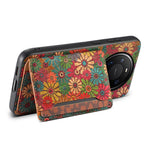 For Huawei Mate 80 Pro Max Magnetic Case Floral Pattern PU Leather TPU Phone Cover with Detachable Card Holder