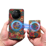 For Huawei Mate 80 Pro Max Magnetic Case Floral Pattern PU Leather TPU Phone Cover with Detachable Card Holder