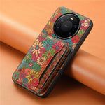 For Huawei Mate 80 Pro Max Magnetic Case Floral Pattern PU Leather TPU Phone Cover with Detachable Card Holder