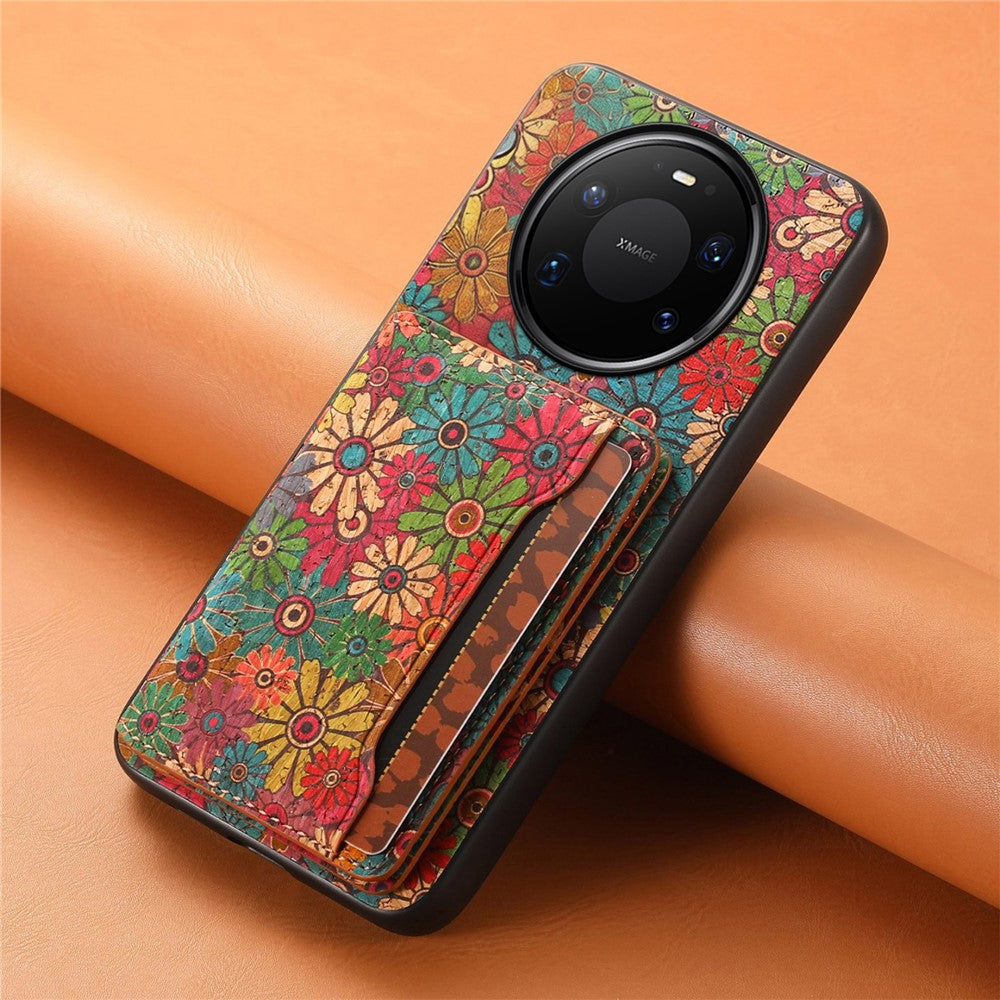 For Huawei Mate 80 Pro Max Magnetic Case Floral Pattern PU Leather TPU Phone Cover with Detachable Card Holder