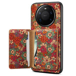 For Huawei Mate 80 Pro Max Magnetic Case Floral Pattern PU Leather TPU Phone Cover with Detachable Card Holder