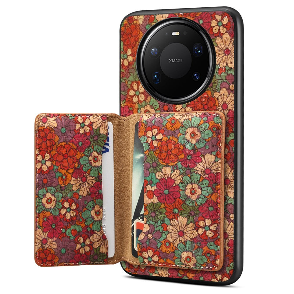 For Huawei Mate 80 Pro Max Magnetic Case Floral Pattern PU Leather TPU Phone Cover with Detachable Card Holder