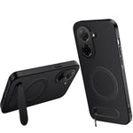 WANLONFENG for Xiaomi Redmi A5 NFC (EU) (173.45mm) QT Series Magnetic Case Kickstand Carbon Fiber Texture PC TPU Phone Cover