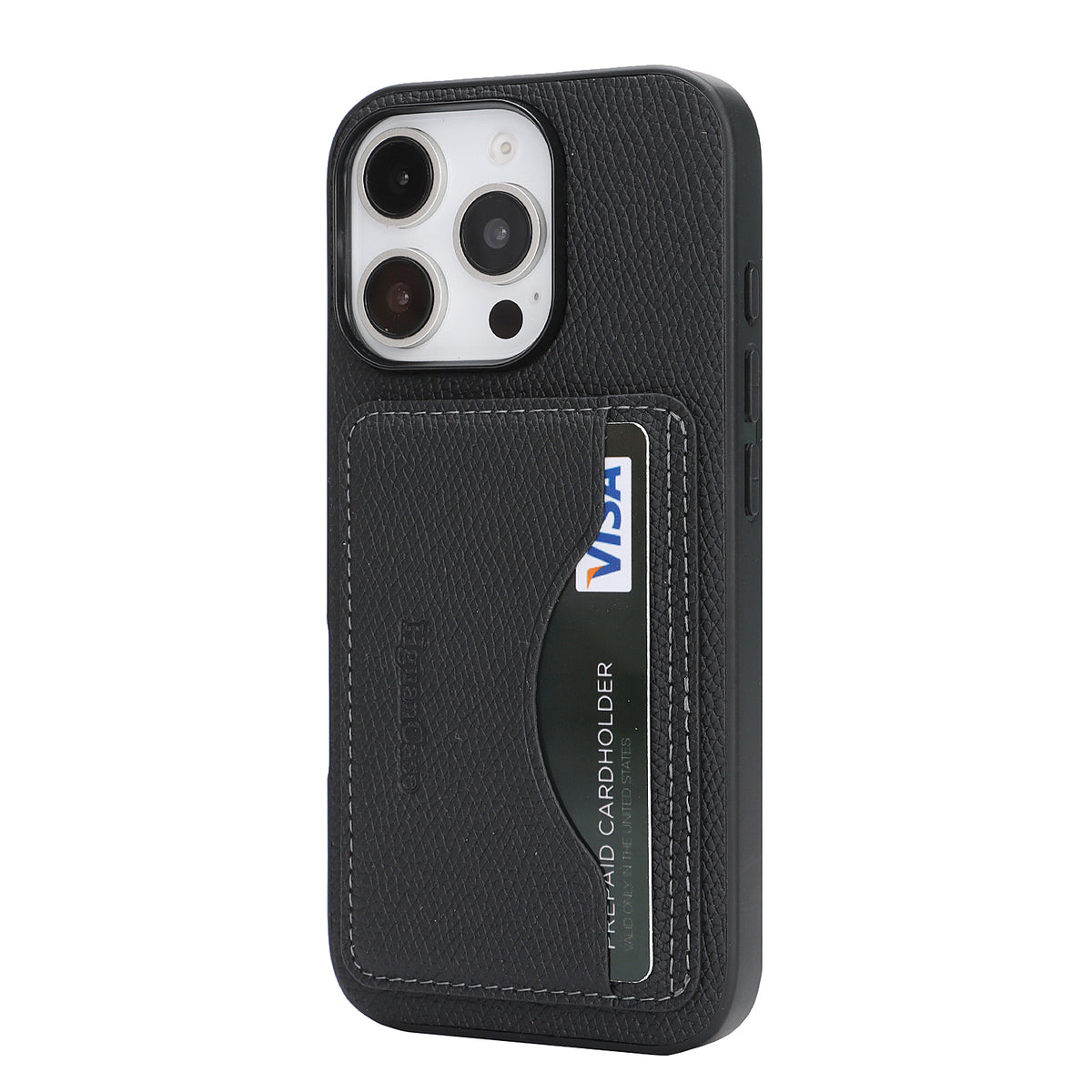 HGUANCASE iPhone 15 Pro Vintageskal i Läder med Korthållare - Svart
