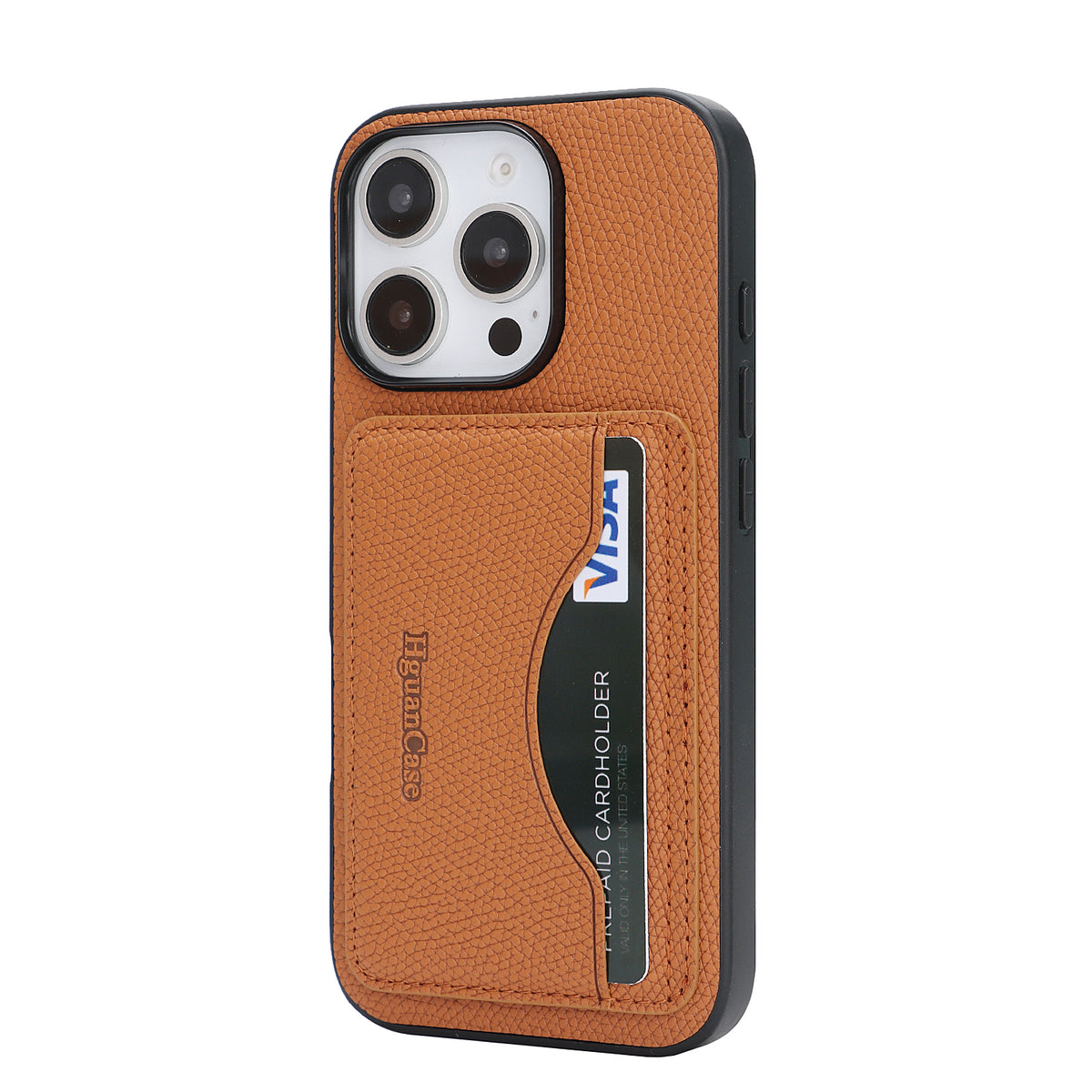 HGUANCASE iPhone 15 Pro Vintageskal i Läder med Korthållare - Brun