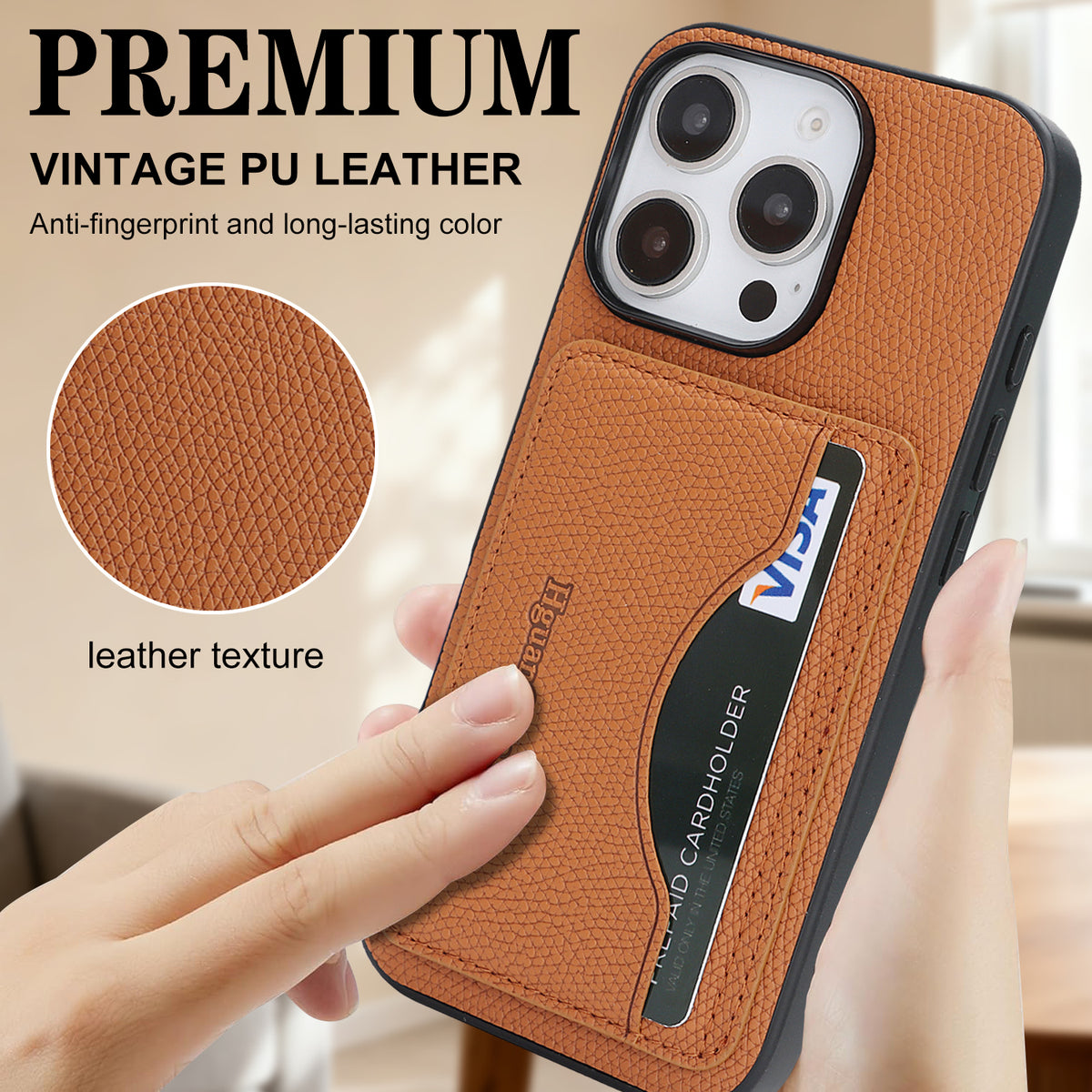 HGUANCASE iPhone 16 Pro Max Vintageskal i Läder - Brun