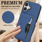 HGUANCASE iPhone 17 Vintageskal i Läder med Korthållare - Blå