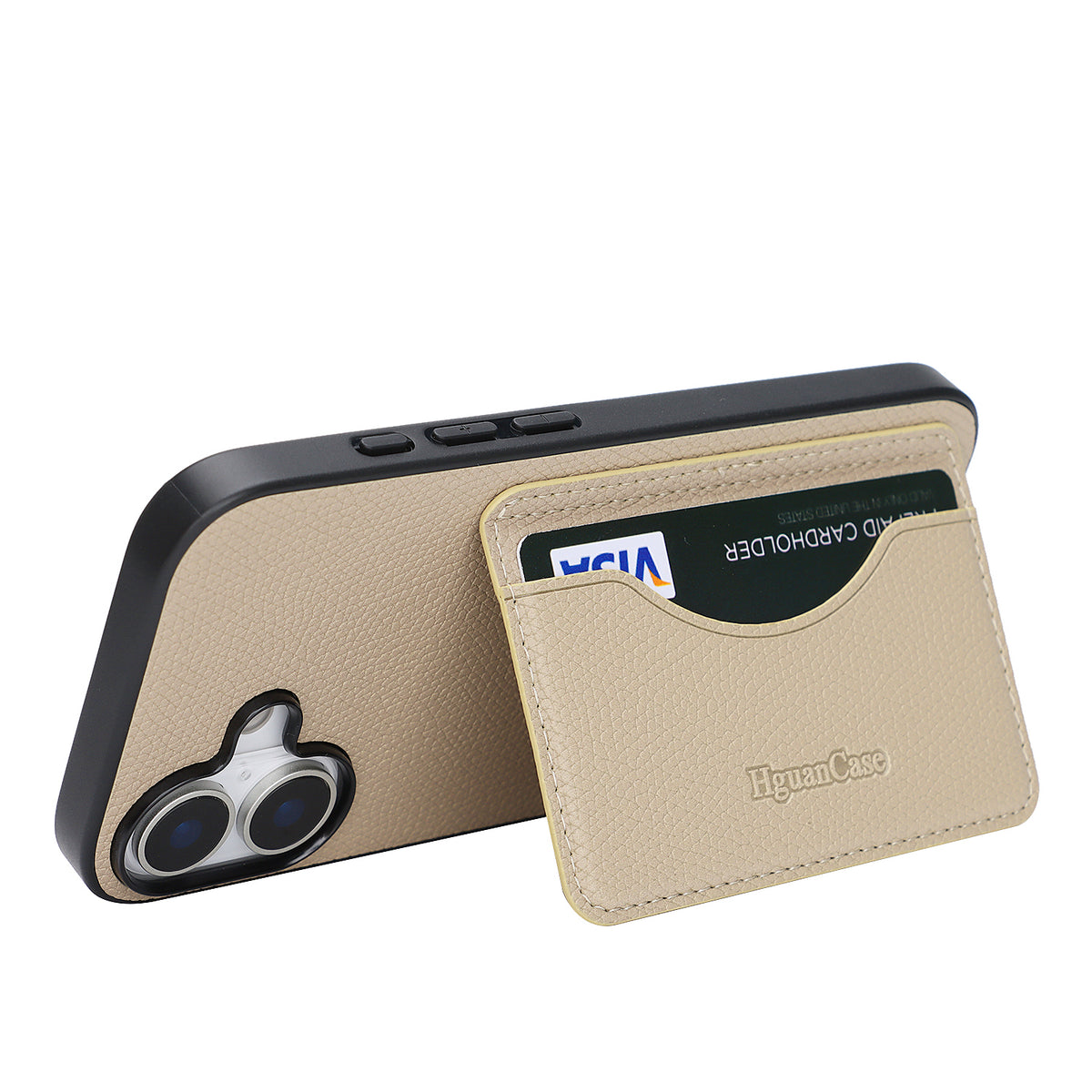 HGUANCASE iPhone 17 Vintageskal i Läder med Korthållare - Aprikos