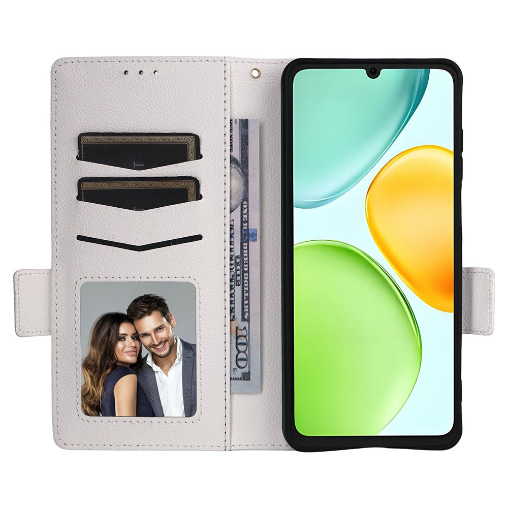 For Honor X6d 5G / Play 60A 5G Case Litchi Texture Wallet Leather Phone Cover with Wrist Strap