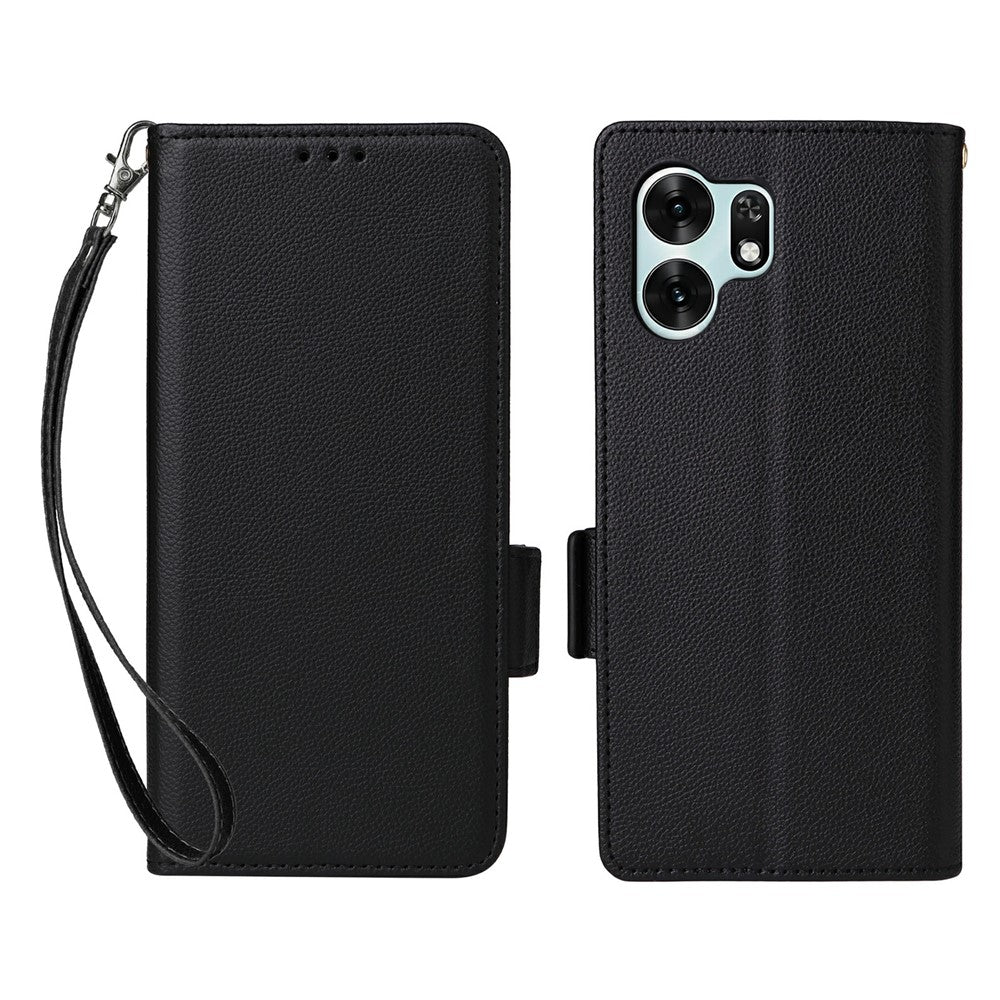 For Honor X6d 5G / Play 60A 5G Case Litchi Texture Wallet Leather Phone Cover with Wrist Strap