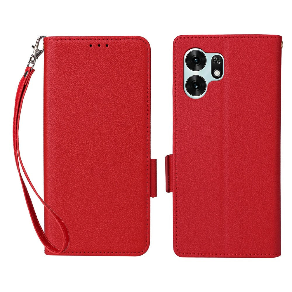 For Honor X6d 5G / Play 60A 5G Case Litchi Texture Wallet Leather Phone Cover with Wrist Strap