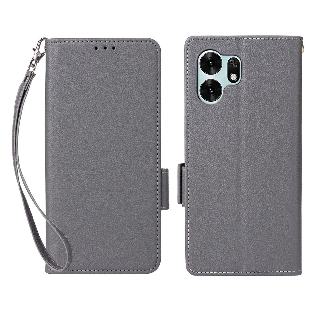 For Honor X6d 5G / Play 60A 5G Case Litchi Texture Wallet Leather Phone Cover with Wrist Strap