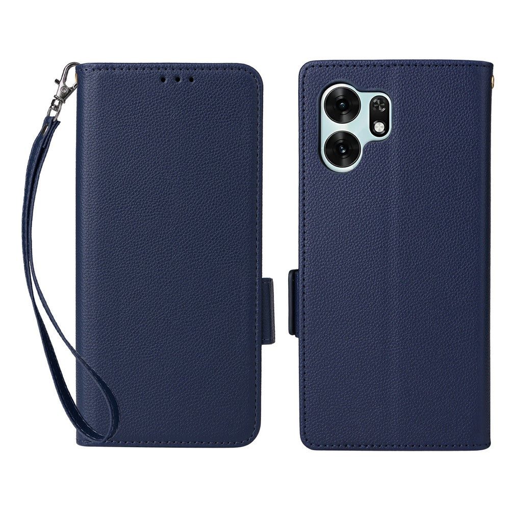 For Honor X6d 5G / Play 60A 5G Case Litchi Texture Wallet Leather Phone Cover with Wrist Strap