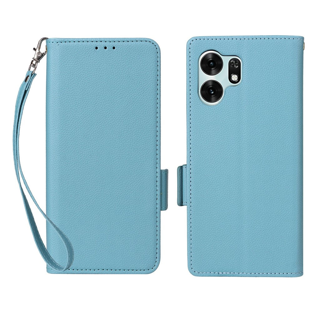 For Honor X6d 5G / Play 60A 5G Case Litchi Texture Wallet Leather Phone Cover with Wrist Strap
