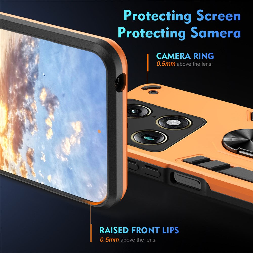 For Motorola Signature 5G Case PC + TPU Drop Defend Phone Cover with Ring Kickstand