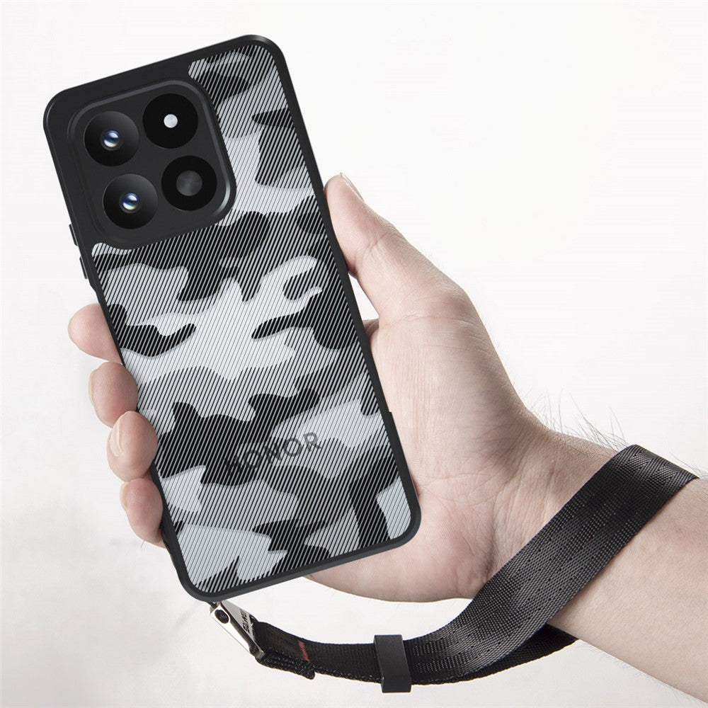 IBMRS Mobile Cover for Honor 400 Smart 5G  /  4G  /  X7d 4G Soft TPU + Hard PC Case with Wrist Strap (Precision Cutouts)